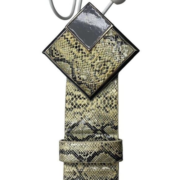Geometric Buckle Vegan Snakeskin Y2K Fashion Waist Belt Womens Size 4 - Picture 8 of 16